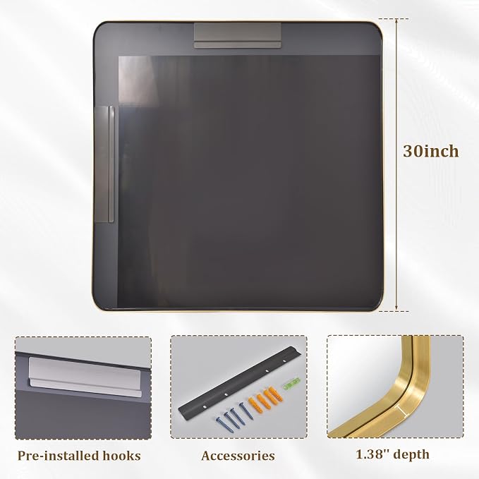 30"x 30" Gold Bathroom Mirror - Image 4