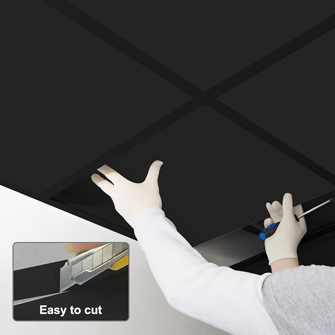 Smooth Black Drop Ceiling Tile 2ft x 4ft, PVC Ceiling Panel 24x48in – Waterproof - Image 7