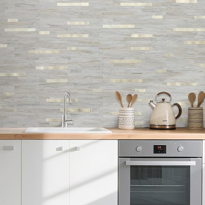 AULIGET 2 Sheets Faux Stone Peel and Stick Backsplash - Image 2
