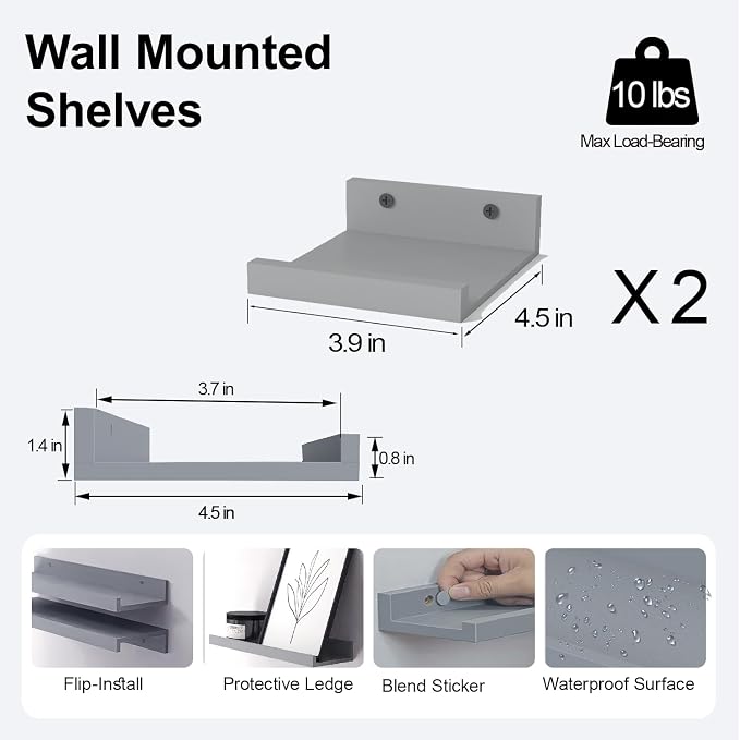 Small Floating Shelves for Wall Decor, Wall Mounted Wood Shelf for Bedroom - Image 3