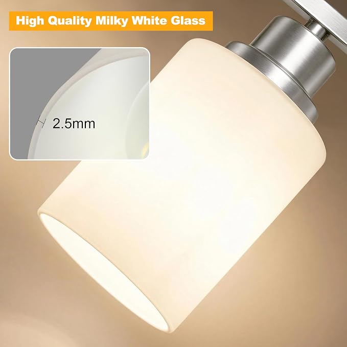 Unicozin 3-Light Bathroom Light Fixtures, Modern Brushed Nickel Vanity Light - Image 5
