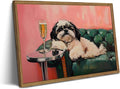 Funny Dog Wall Art, Cute Animal On Couch Bar Cart Pictures Wall Decor Paintings by WARTHZwallart