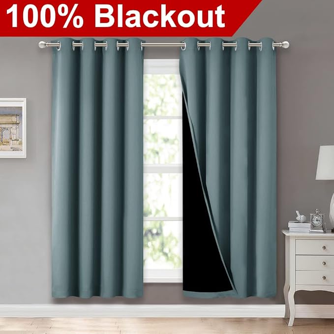 NICETOWN 100% Blackout Window Curtain Panels, Full Light Blocking Drapes - Image 2
