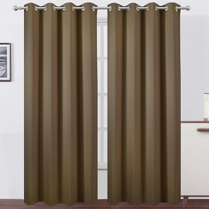 LEMOMO Brown Thermal Blackout Curtains/52 x 95 Inch/Set of 2 Panels Room by Lemomo