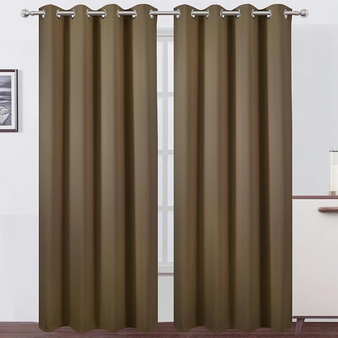 LEMOMO Blackout Curtains 52 x 108 inch/Brown Curtains Set of 2 Panels/Thermal by Lemomo