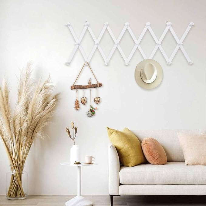 SCUNDA Wall Rack with 20 Hooks, Wooden Wall Expandable Coat Rack - Image 5