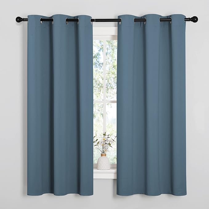 NICETOWN Smoky Blue Blackout Curtains 63 inches Length by NICETOWN