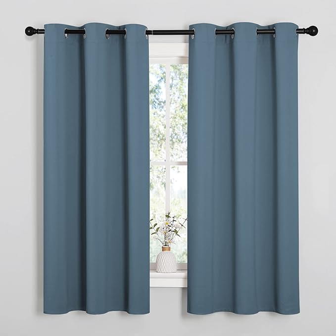 NICETOWN Smoky Blue Blackout Curtains 40 inches Length by NICETOWN