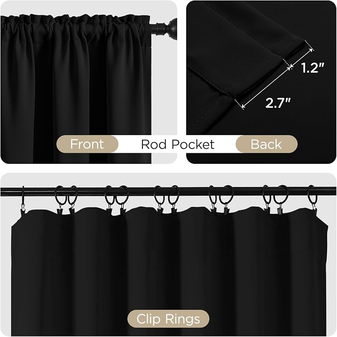 CUCRAF Beige Blackout Curtains 84 inch Length 2 Panels Set, Rod Pocket Room - Image 3