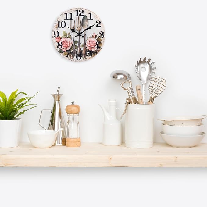 Kitchen Wall Clock, Vintage Floral Wall Clocks - Image 2