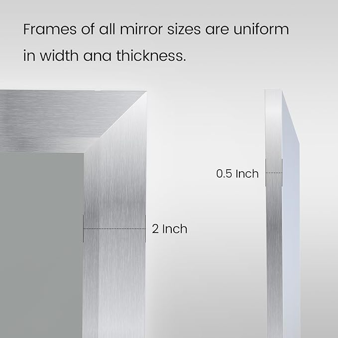 Amorho 24x32 Inch Bathroom Mirror Silver, Thick Metal Framed Wall Mirrors - Image 4