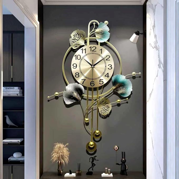 Wall Clocks for Living Room Decor, Unique 3D Metal Iron Ginkgo Leaf Wall Art - Image 7