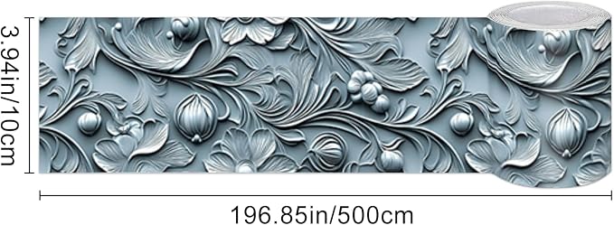 HOMETITUTE Wallpaper Border Peel and Stick Wall Border Ice Blue Fold Texture - Image 3