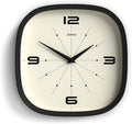 JONES CLOCKS® Pulsar wall Clock | Square Rounded Retro Clock | 10 inch | Black by JONESCLOCKS