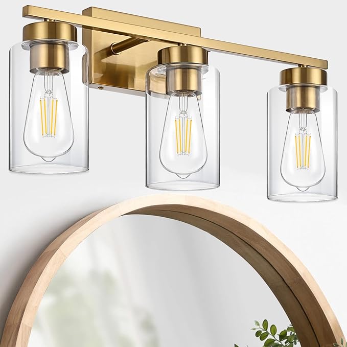 3-Light Bathroom Vanity Light, Modern Brushed Gold Wall Lights - Image 4