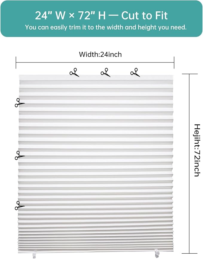 Changshade 6 Pack Temporary Shades, Pleated Paper Blinds - Image 3