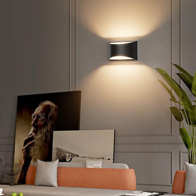 Aipsun Black Modern LED Wall Sconce Indoor Wall Lights 1 Pack Hardwired Up and - Image 7