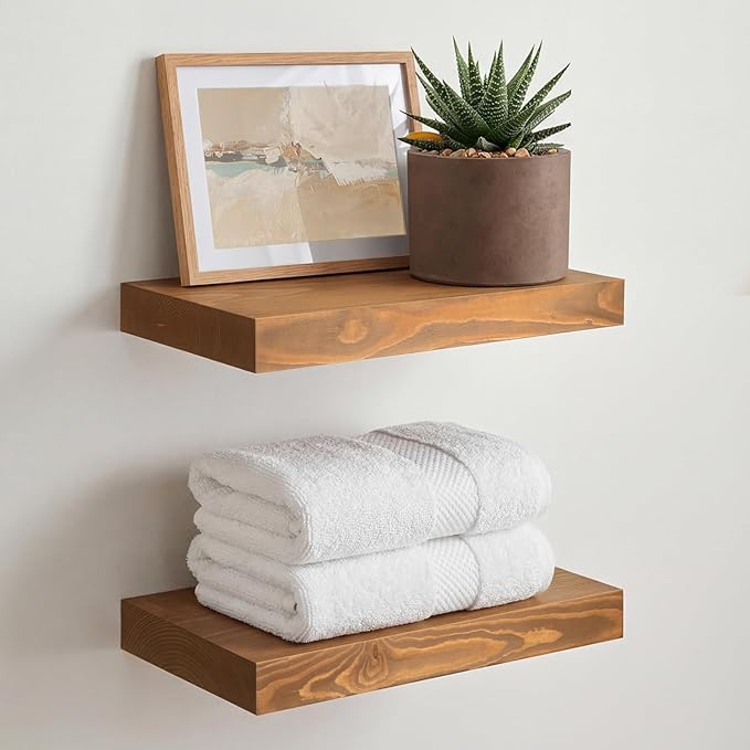 Homeforia 12 inch Golden Oak Floating Shelf, High End Solid Real Wood 12inch by Homeforia