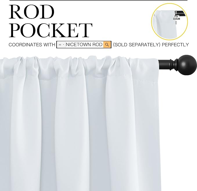 NICETOWN Greyish White Window Curtain Panels - Image 3