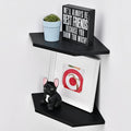 WELLAND 12-Inch Black Floating Corner Shelves Set of 2, Wall Mounted Storage by WELLAND