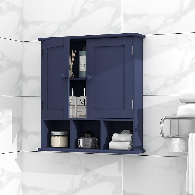 TaoHFE Blue Bathroom Over The Toilet Storage Cabinet, Wall Medicine Cabinet - Image 7