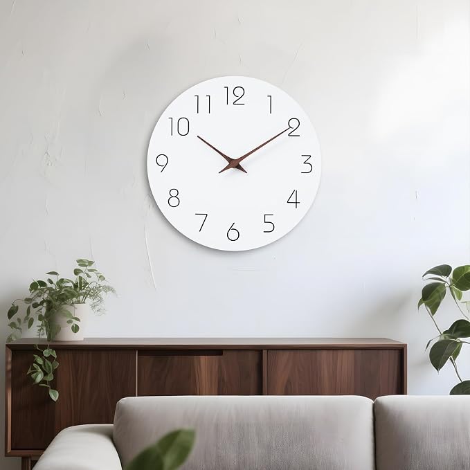 Mosewa Wall Clock 14 Inch White Silent Non Ticking Battery Operated Simple - Image 9