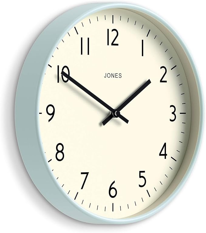 JONES CLOCKS® Studio wall Clock | Modern Round Style | 12 inch | Pale Blue | - Image 2