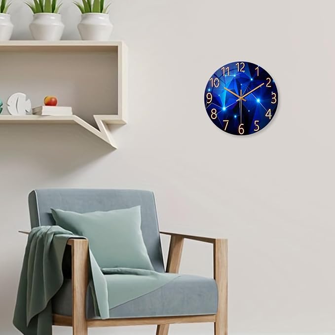 Blue Wall Clock for Living Room Decor Kitchen Wall Clocks Battery Operated 12 - Image 2