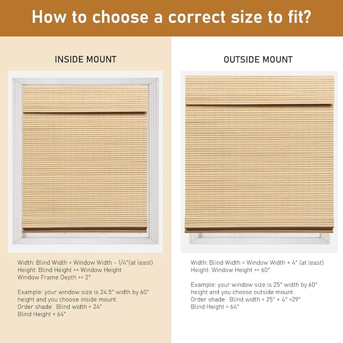 SEEYE Cordless Bamboo Roman Shades, Roll Up Blind Privacy Shade - Image 5