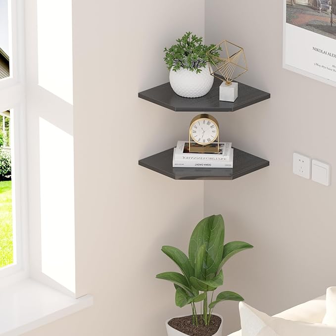 JJL Corner Wall Shelf, Easy-to-Assemble, Wall Mount Corner Shelves - Image 2