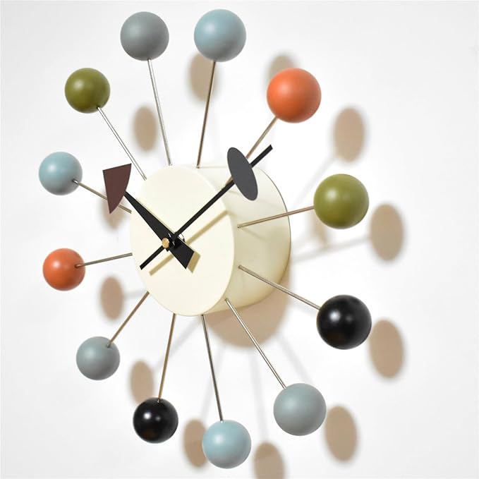 Wood Ball Wall Clock Mid Century Modern Silent Non Ticking Battery Operated 13 - Image 2