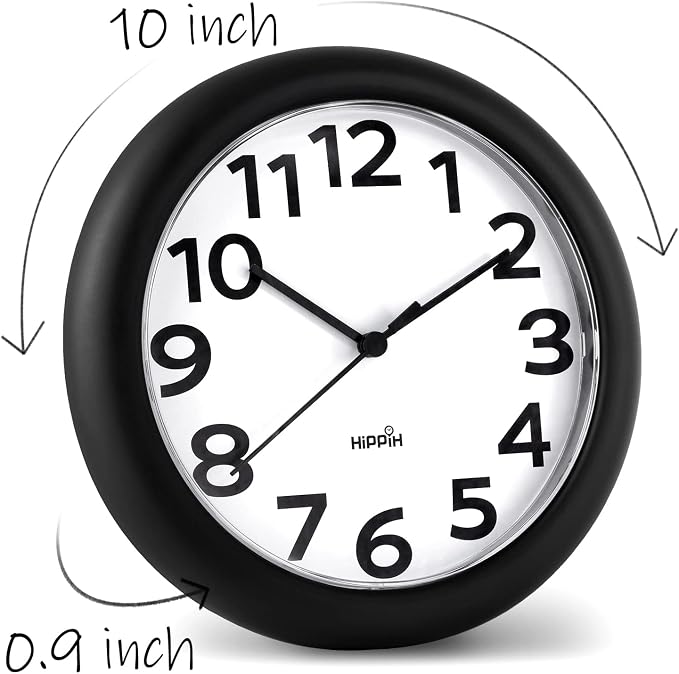 HIPPIH 2 Pack Silent Wall Clock, 10 Inch Non Ticking Quiet Digital Sweep - Image 2