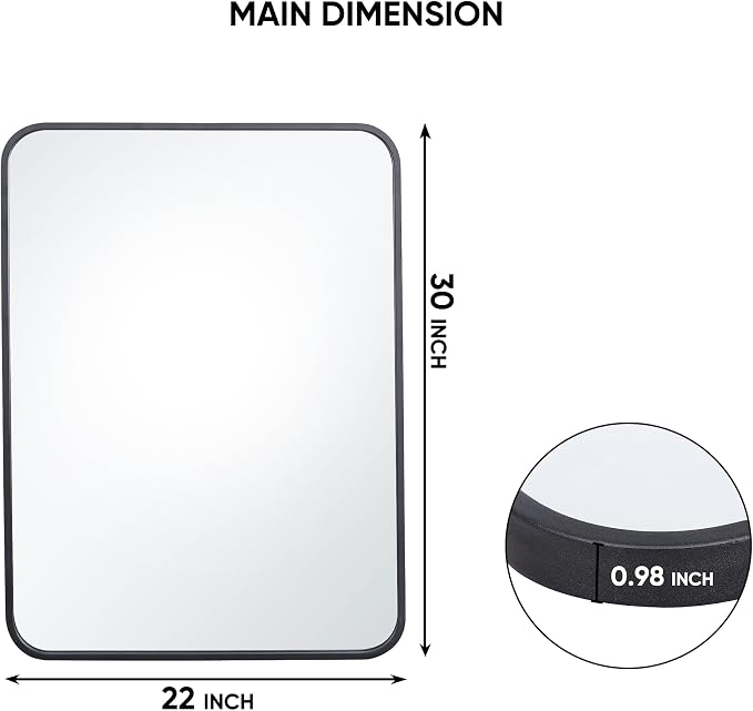 ZenStyle 2 Packs Black Metal Framed Rectangular Wall Mirror 22" x 30" Bathroom - Image 3