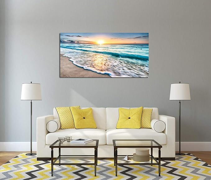 Baisuart S02262 Canvas Prints Wall Art Beach Sunset Ocean Waves Nature Pictures - Image 6