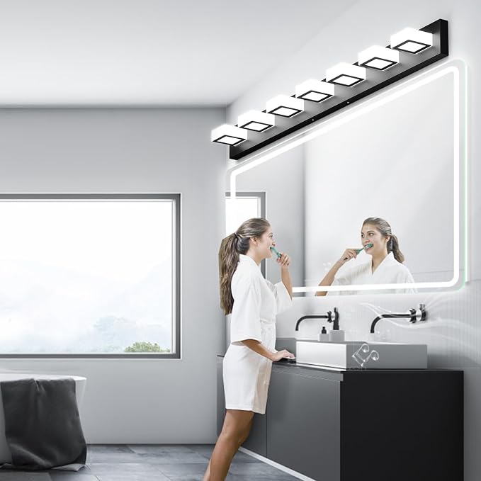Ralbay 46inch Matte Black Vanity Lights 7 Lights Dimmable 5 Color Temperature - Image 6
