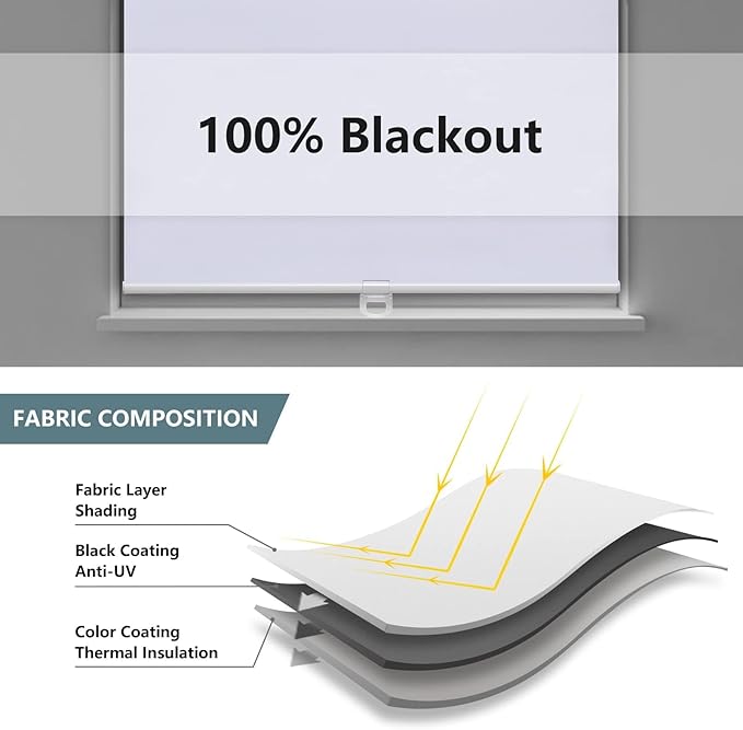 AOSKY Cordless Roller Shades Blackout Blinds - Image 4