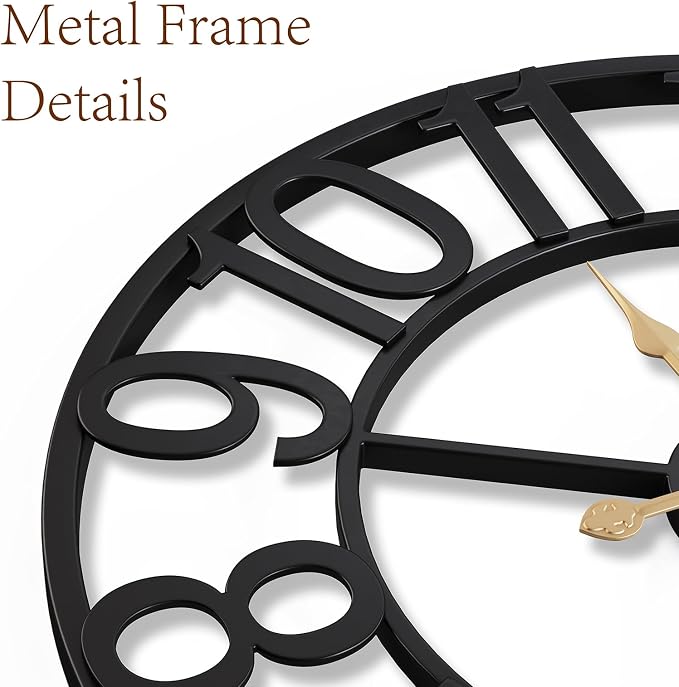 Vantic 24 Inch Large Wall Clock, Arabic Numeral Metal Oversized Wall Clocks - Image 5