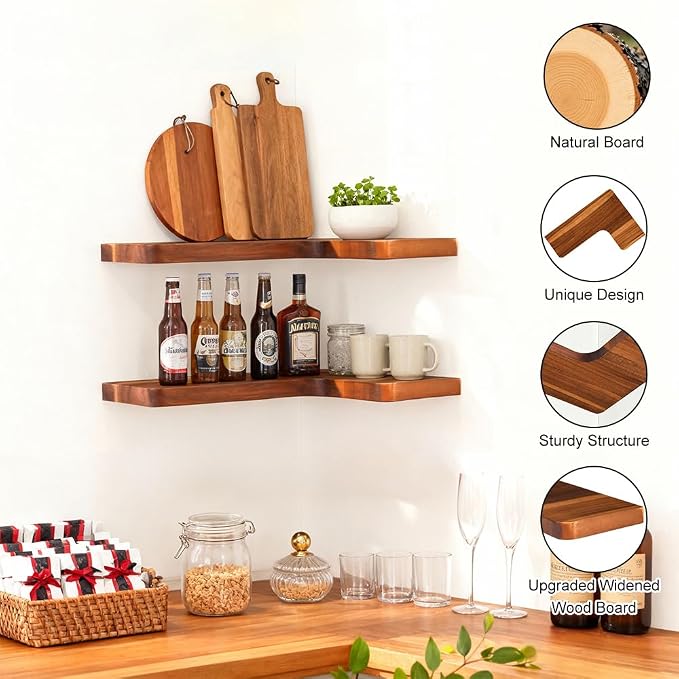 Floating Corner Shelves, Wall Shelf Set of 2, Shelves - Image 6