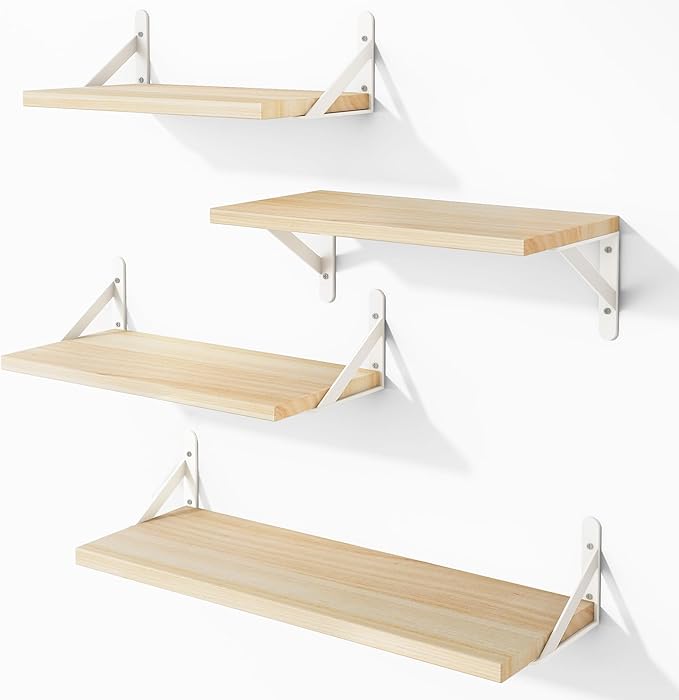 YGEOMER Floating Shelves for Wall, Different Sizes Natural Wood Wall Shelves by YGEOMER