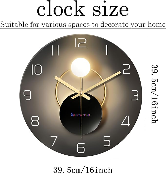 Large Wall Clocks Battery Operated 16 Inch Round Glass Analog Wall Clock Silent - Image 5