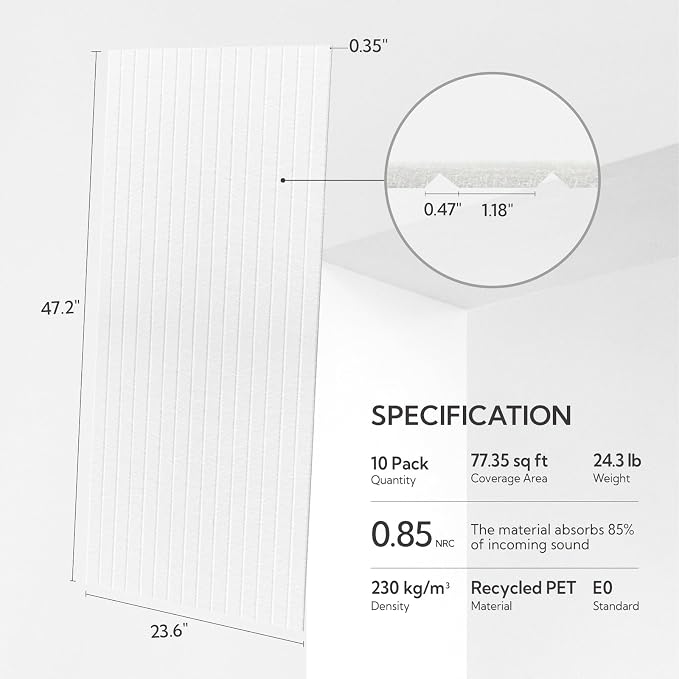 Olanglab Acoustic Wall Panels 10 Pack, 48 x 24 per Acoustic Panels Sound - Image 2