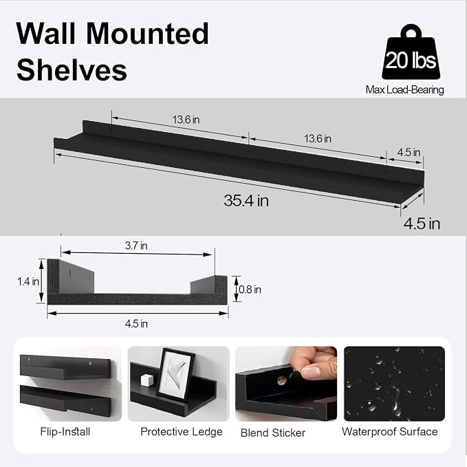 Long Floating Shelves for Wall Decor, Long Wall Mounted Storage Shelf for - Image 3