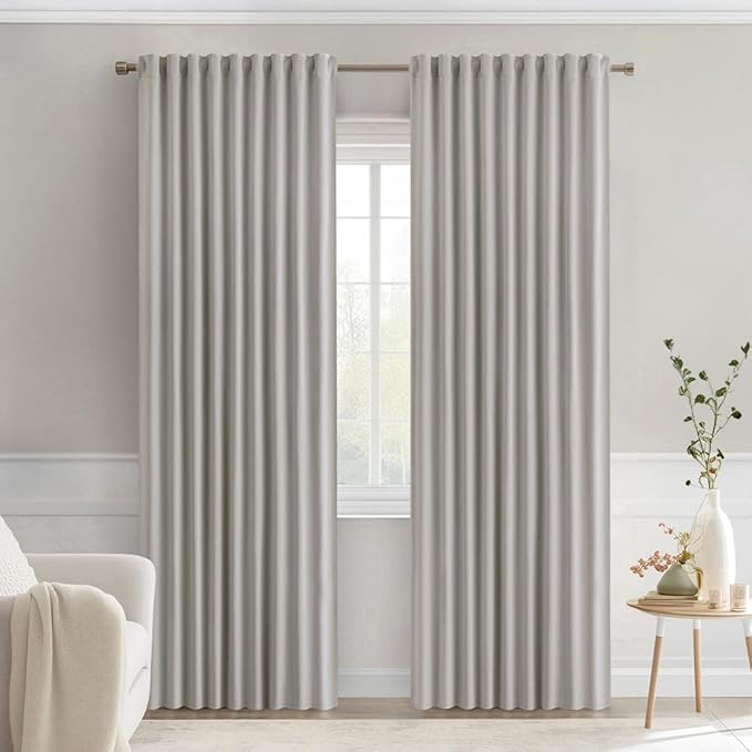 MIULEE Stone Back Tab Blackout Curtains 90 Inches Long 2 Panels Set by MIULEE