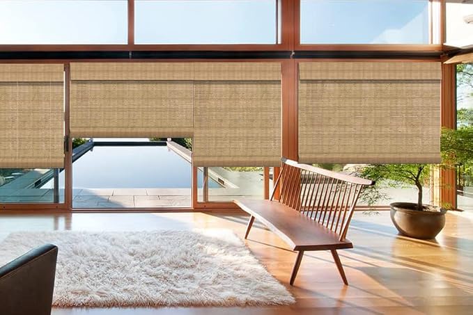 Letau No Drill No Tools Cordless Wood Window Shades Blinds, Bamboo Light - Image 3