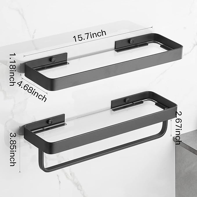 VOLPONE Bathroom Shelves Wall Mounted Glass Shelf - Image 2