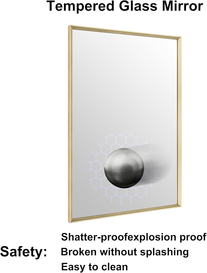 BOMINICA Brushed Gold Bathroom Mirror - Image 5