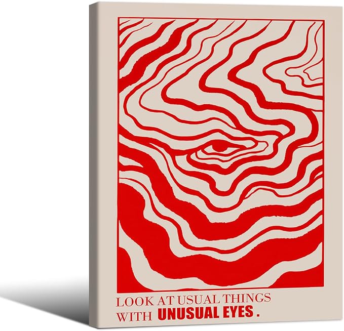 Retro Red Abstract Eye Canvas Wall Art Vintage Hippie Trippy Poster Affirmation by Medpol