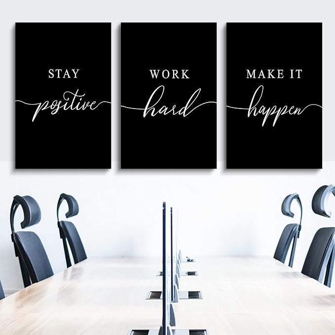 Work Hard Painting, Framed Canvas Wall Art Positive Quote, Office Wall Art - Image 3