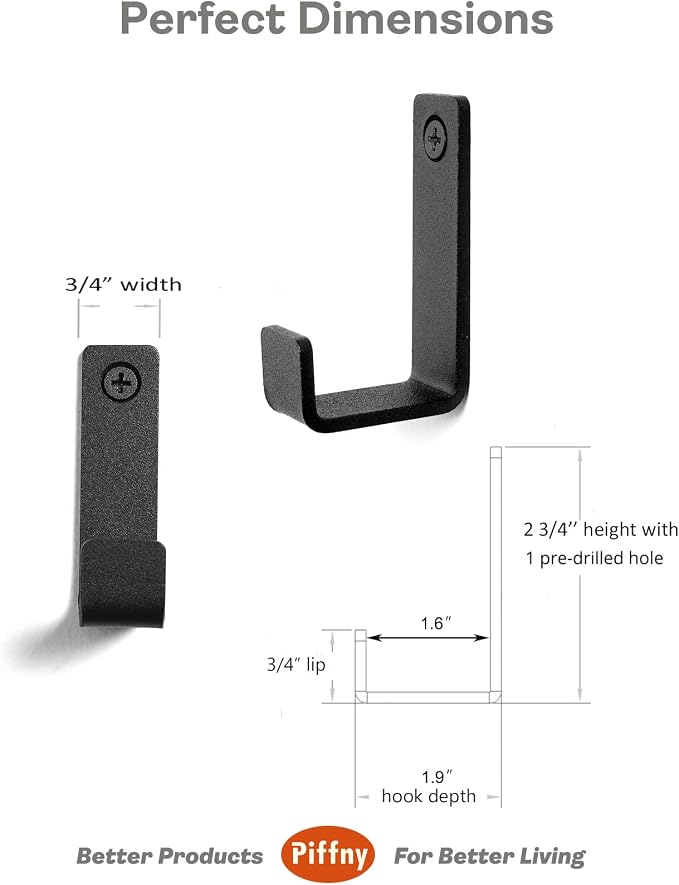 Piffny 6 Pack Heavy Duty Steel Essential Style Wall Hooks - Image 4