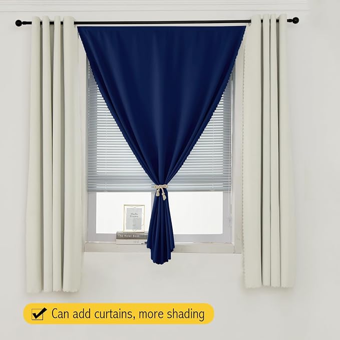 Thermal Blackout Curtains with Self-Adhesive Tape, No Rod No Drill Easy Install - Image 8